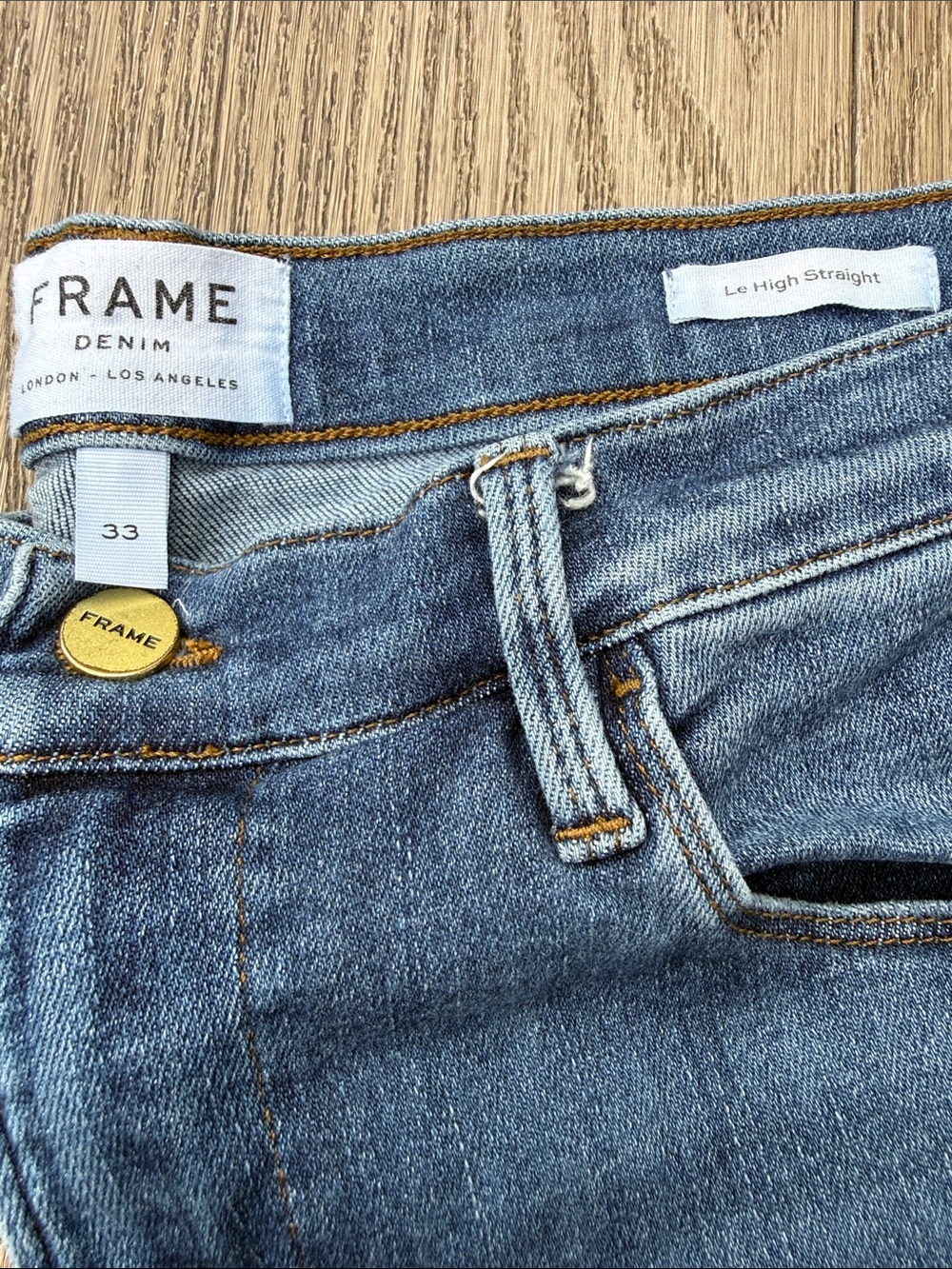 Frame Denim Straight Leg Jeans in Mid Blue - Picture 2 of 5